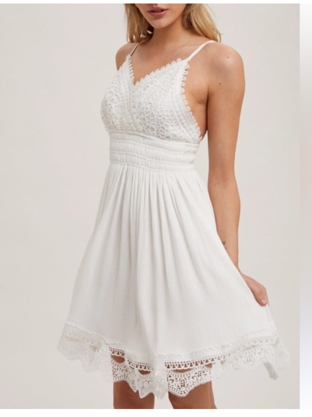Zara White Crochet Bodice Spaghetti Strap Top